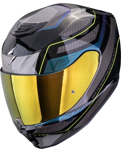 Casque Integral Moto SCORPION EXO Exo-391 Leo noir-bleu