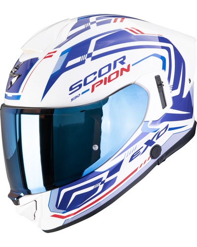 Casque Integral Moto SCORPION EXO Exo-530 air Slope blanc-bleu