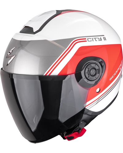 Casque Jet Moto SCORPION EXO Exo-City II Vita blanc-rouge Casque Jet Moto SCORPION EXO Exo-City II Vita blanc-rouge