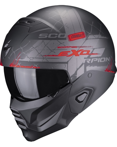 Casque Transformable Moto SCORPION EXO Exo-Combat II Xenon noir-rouge