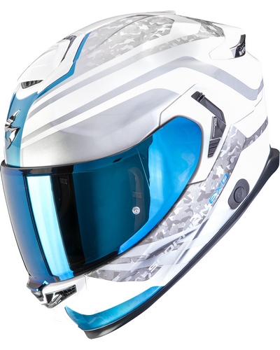 Casque Integral Moto SCORPION EXO Exo-GT SP Air Arten blanc-bleu