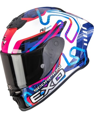 Casque Integral Moto SCORPION EXO Exo-R1 Evo² air Cornering blanc-rose