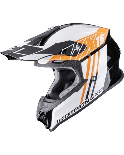 Casque Moto Cross SCORPION EXO VX-16 Evo air Lignes noir-orange Casque Moto Cross SCORPION EXO VX-16 Evo air Lignes noir-orange