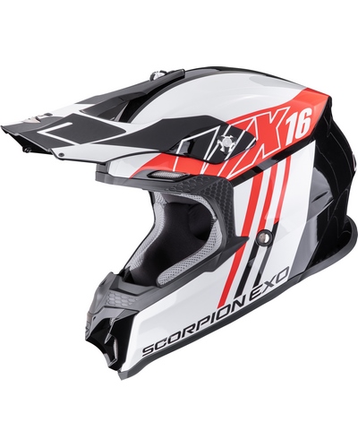Casque Moto Cross SCORPION EXO VX-16 Evo air Lignes noir-rouge Casque Moto Cross SCORPION EXO VX-16 Evo air Lignes noir-rouge