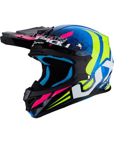 Casque Moto Cross SCORPION EXO VX 21 Air Xagon bleu jaune