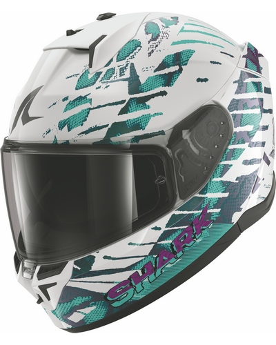Casque Integral Moto SHARK D-Skwal 3 Reptaia blanc-caméléon