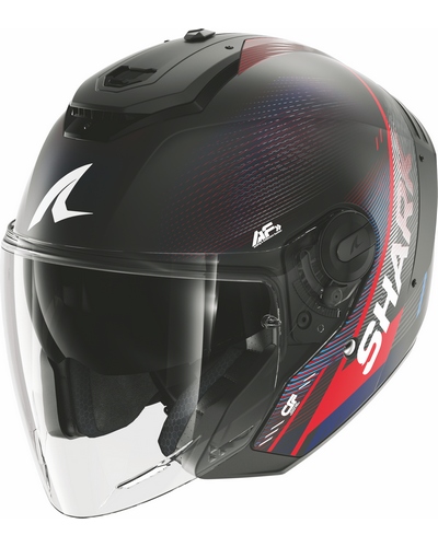 Casque Jet Moto SHARK RS Jet Carbon Speed-Tech mat bleu-rouge