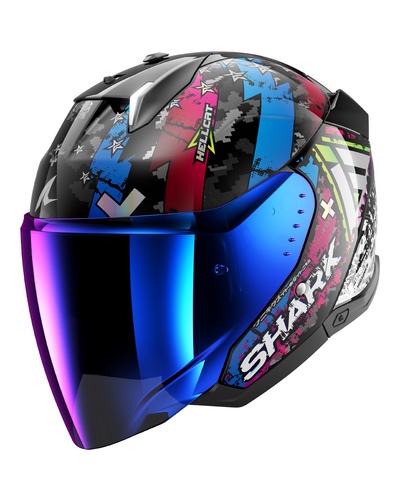 Casque Jet Moto SHARK Skwal i3 jet Hellcat bleu-rose