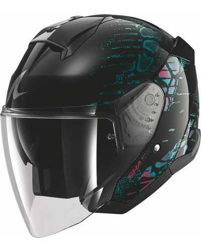 Casque Jet Moto SHARK Skwal jet Reptaia noir-violet