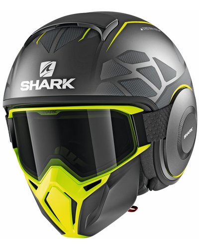 Casque Jet Moto SHARK Street-Drak Hurok noir-jaune fluo