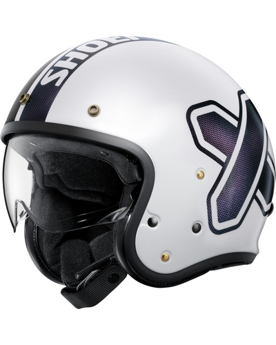 Casque Jet Moto SHOEI J.O2 Cross Logo blanc-noir