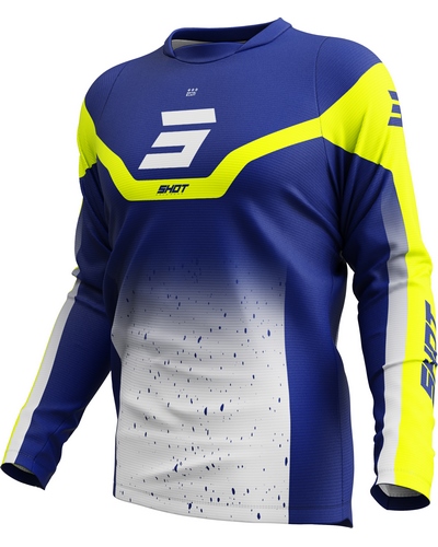 Maillot Moto Cross SHOT Devo Blast bleu-jaune fluo
