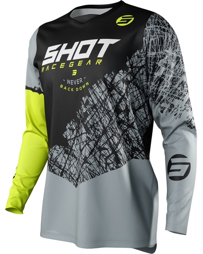 Maillot Moto Cross SHOT Devo Storm gris-jaune