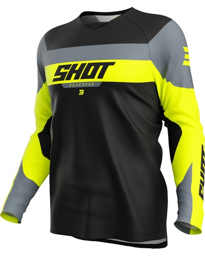 Maillot Moto Cross SHOT Draw League kid noir-jaune fluo