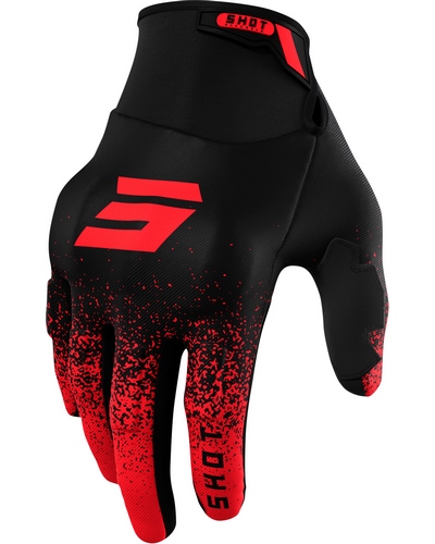 Gants Moto Cross SHOT Drift Edge CE noir-rouge