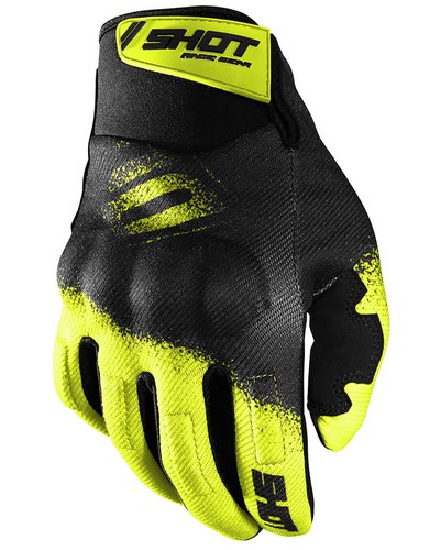 Gants Moto Cross SHOT Drift Smoke CE noir-jaune fluo