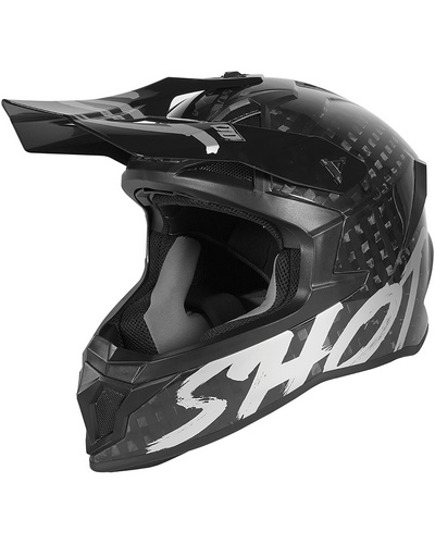 Casque Moto Cross SHOT Lite Solid Carbon gris