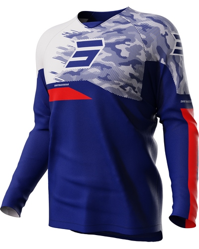 Maillot Moto Cross SHOT Raw Matrix kid bleu