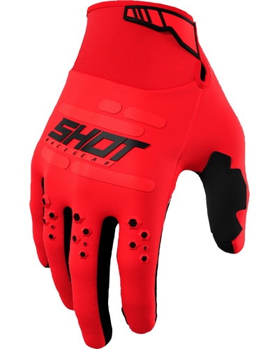 Gants Moto Cross SHOT Vision CE rouge