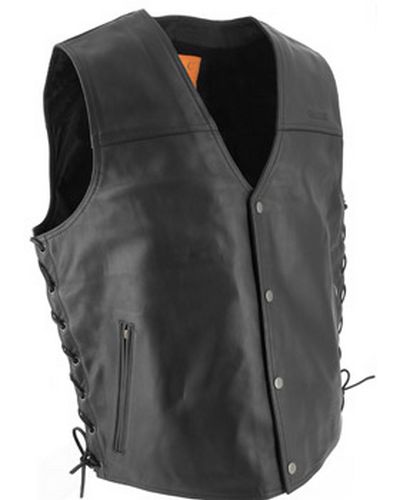 Gilet Cuir Moto SOUBIRAC CUIR LACET NOIR