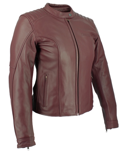 Blouson Cuir Moto SOUBIRAC GRETA BORDEAUX