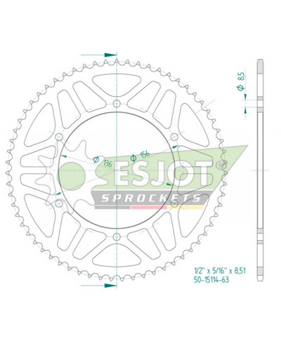 Couronne Moto SUPERSPROX Cour. 50-15114-63 # 53104K-63 Couronne Moto SUPERSPROX Cour. 50-15114-63 # 53104K-63