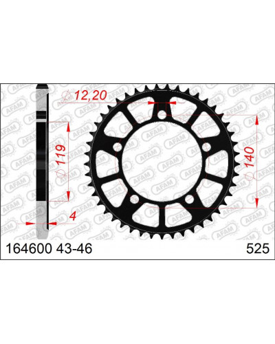 Couronne Moto SUPERSPROX Cour. 50-29064-46-BLK # 164600-46