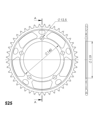 Couronne Moto SUPERSPROX Cour. RFE-1790:44-BLK # 50-29064-44 # 164600-44