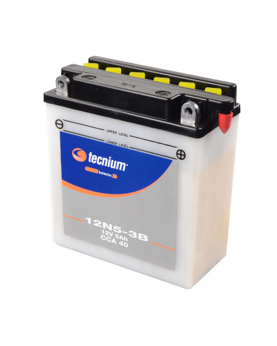 Batterie Moto TECNIUM Batterie TECNIUM 12N5-3B conventionnelle livrée avec pack acide