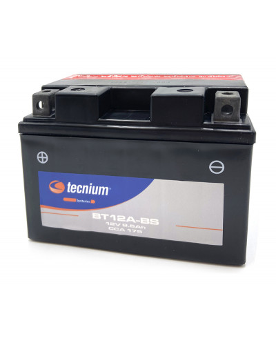 Batterie Moto TECNIUM Batterie TECNIUM BT12A-BS sans entretien livrée avec pack acide