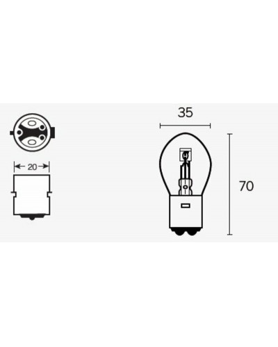 Ampoules Moto TECNIUM Boite de 10 ampoules V PARTS S1 12V25/25w