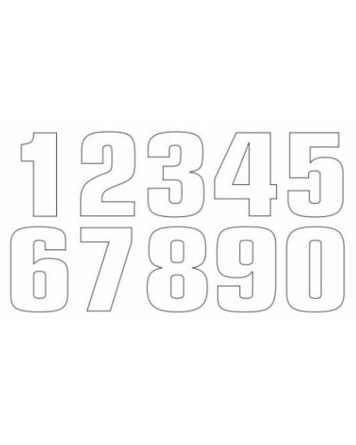 Stickers Numéro de Course Moto TECNOSEL Numéro de course 0 TECNOSEL 20x13cm blanc jeu de 3