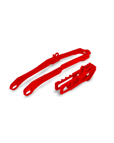 Plastiques Accessoires Moto UFO Kit patin de bras oscillant + guide chaîne UFO - rouge Honda CRF250/450R/RX