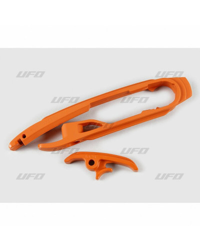 Pions Bras Oscillant Moto UFO Kit patin de bras oscillant + patin de chaîne inférieur UFO orange  KTM