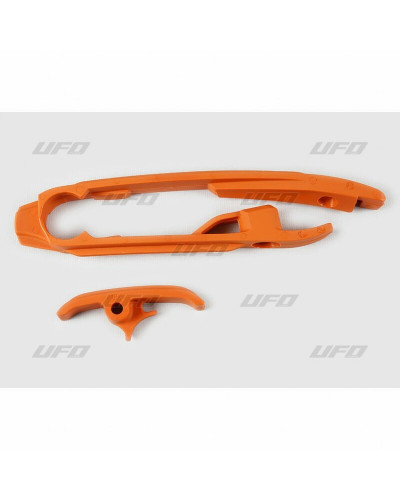 Pions Bras Oscillant Moto UFO Kit patin de bras oscillant + patin de chaîne inférieur UFO orange KTM