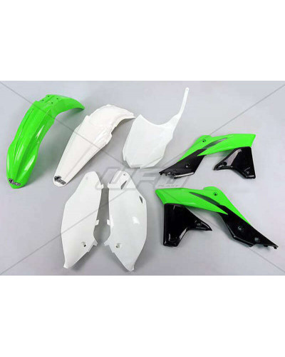 Kit Plastique Moto UFO Kit plastique UFO couleur origine (14-15) vert/blanc/noir Kawasaki KX250F