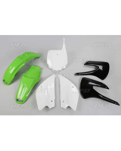 Kit Plastique Moto UFO Kit plastique UFO couleur origine (2010) restylé vert/noir/blanc Kawasaki KX85