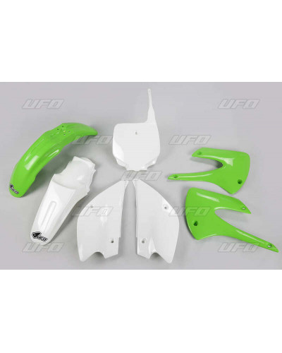 Kit Plastique Moto UFO Kit plastique UFO couleur origine (2013) restylé vert/blanc Kawasaki KX85