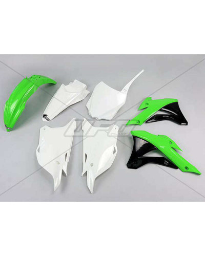 Kit Plastique Moto UFO Kit plastique UFO couleur origine (2014) vert/blanc/noir Kawasaki KX85