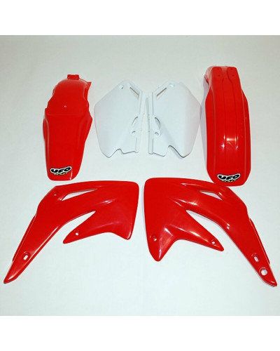 Kit Plastique Moto UFO Kit plastique UFO couleur origine rouge/blanc Honda CR85R/RB