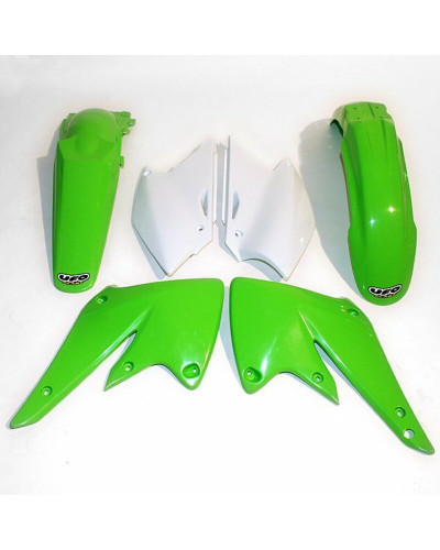 Kit Plastique Moto UFO Kit plastique UFO couleur origine vert/blanc Kawasaki KX250F