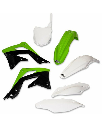 Kit Plastique Moto UFO Kit plastique UFO couleur origine vert/blanc/noir Kawasaki KX450F