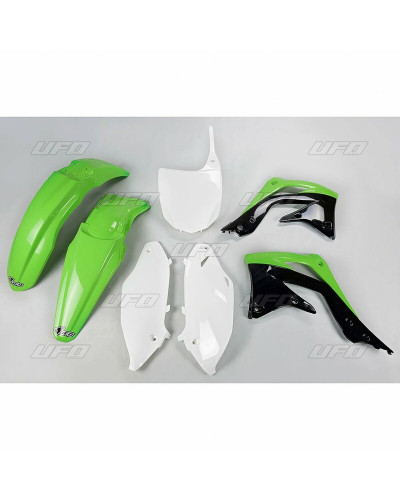 Kit Plastique Moto UFO Kit plastique UFO couleur origine vert/noir/blanc Kawasaki KX450F