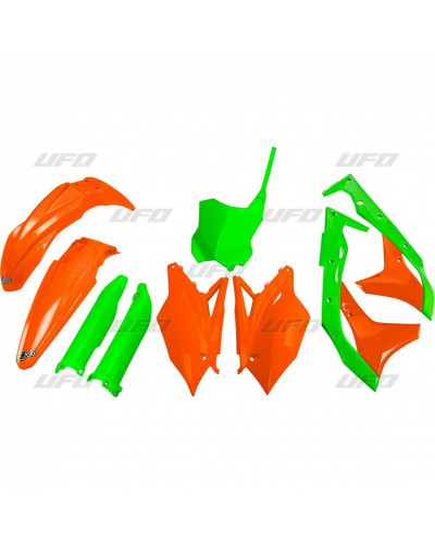 Kit Plastique Moto UFO Kit plastiques UFO Edition Limitée vert/orange Kawasaki KX250F