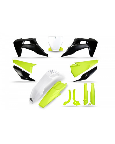 Kit Plastique Moto UFO Kit plastiques UFO jaune fluo/gris - Husqvarna