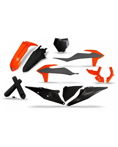 Kit Plastique Moto UFO Kit plastiques UFO noir/gris/orange fluo - KTM