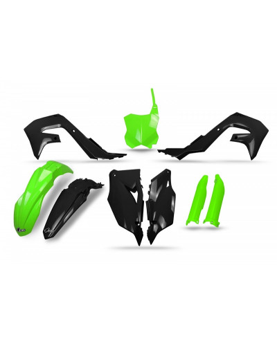 Kit Plastique Moto UFO Kit plastiques UFO noir/vert fluo - Kawasaki