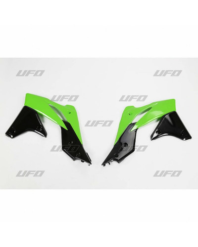 Ouies Radiateur Moto UFO Ouïes de radiateur UFO couleur origine 2013 vert/noir Kawasaki KX250F
