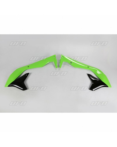 Ouies Radiateur Moto UFO Ouïes de radiateur UFO vert/noir Kawasaki KX450F