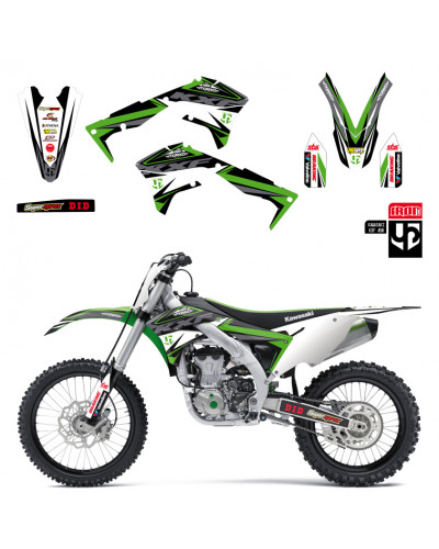 KIT STICKERS UP DESIGN Kit Deco UP IRON KAWASAKI KXF 450 2016-2018 VERT